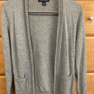 Banana Republic Gray Open Front Cardigan with metal trim XS Wool